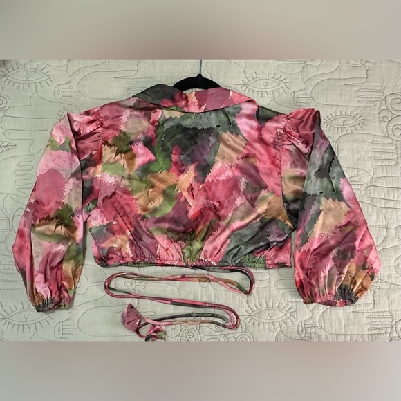 NEW MISA Los Angeles AMAN TOP Sz M Watermelon Tourmaline Cropped - Picture 7 of 9